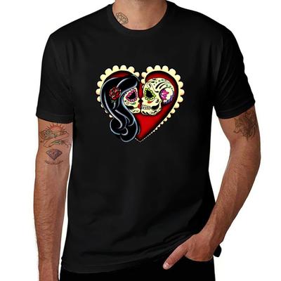 Ashes - Day of the Dead Couple - Sugar Skull Lovers T-Shirt Summer Sports Quick Dry T-Shirt