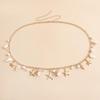 Stylish Summer Beach Starfish & Shell Pendant Waist Chain with Imitation Pearl & Tassel for Women