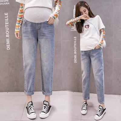 Herbst Umstandsjeans: Lockere Weitbein-Hose mit Bauchstütze