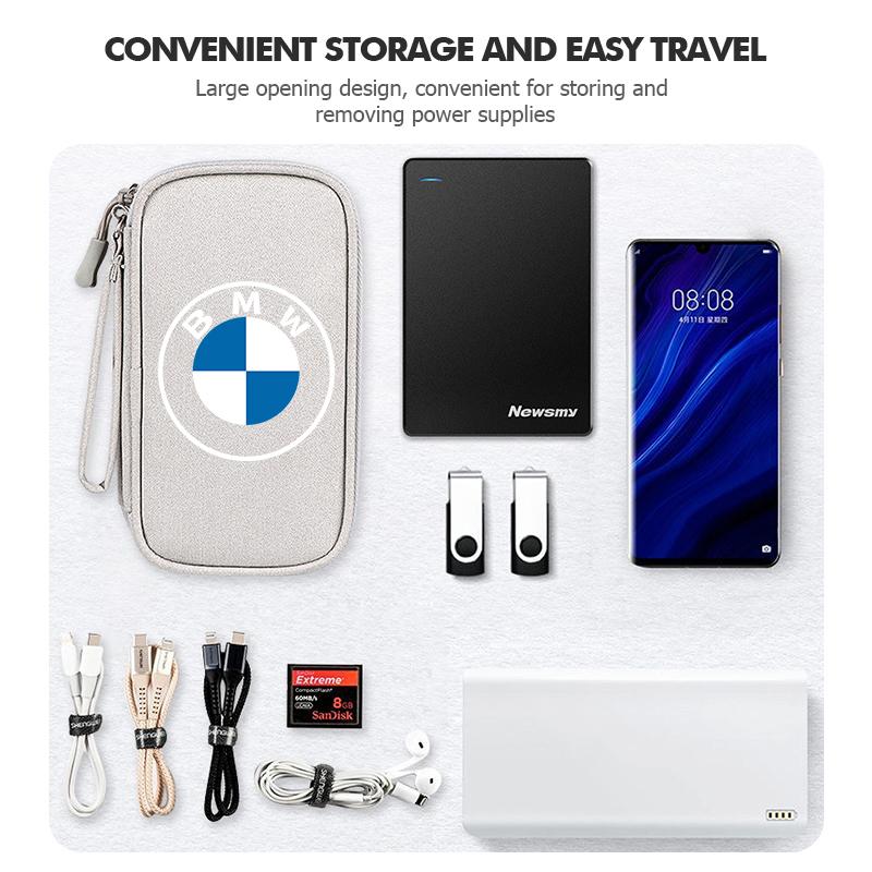 Digital Product Storage Bag Portable Headphone USB Cable Charger For BMW M F10 F20 F30 F40 F15 F25 F26 F31 F49 E62 E83 E84