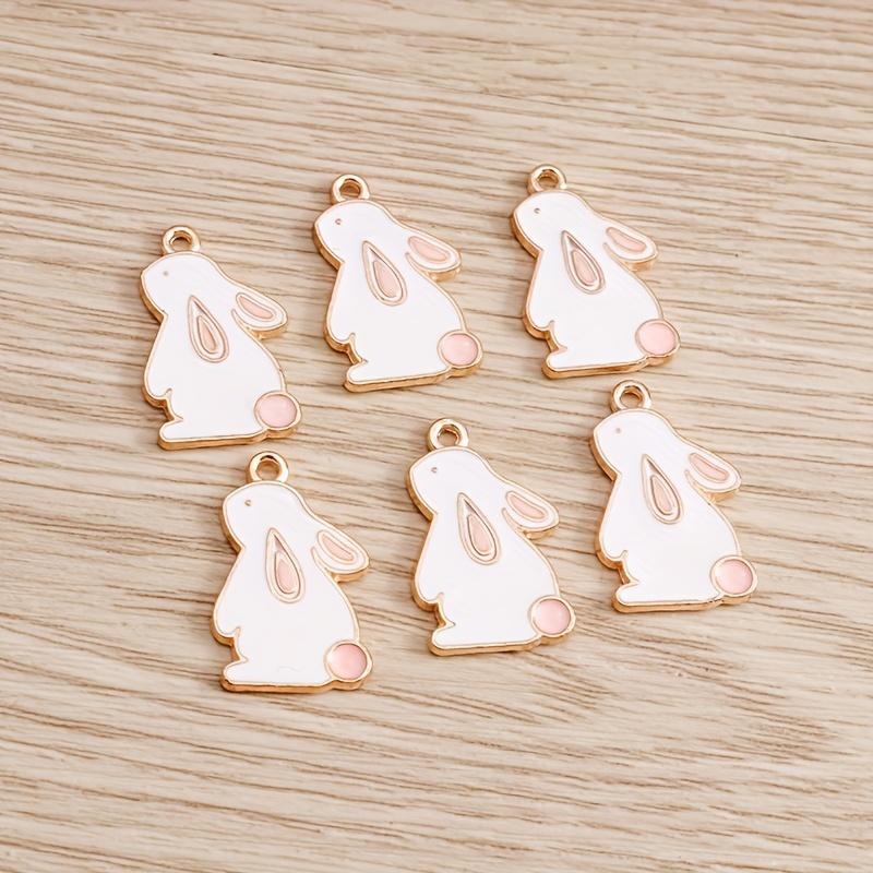 10pcs Enamel Rabbit Charms for Jewelry Making Alloy DIY Charms Pendants Necklaces Earrings Accessories Easter Handmade Crafting