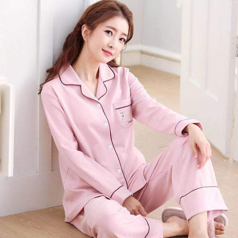 Pure cotton pajamas women's spring and autumn long-sleeved winter large-size pajamas, summer women's suits, loungewear can be worn outside