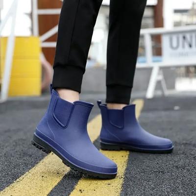 Mode Knöchel Herren Regenstiefel Niedrig Koch Küche Kochen Kurz Gummi Pvc Herrenschuhe Designer Verschleißfest Regentag Jugendliche Arbeit Neu