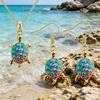 Luxury Female White Blue Pink Rainbow Zircon Stone Turtle Engagement Vintage Gold Color Wedding Fashion Jewelry Set For Women