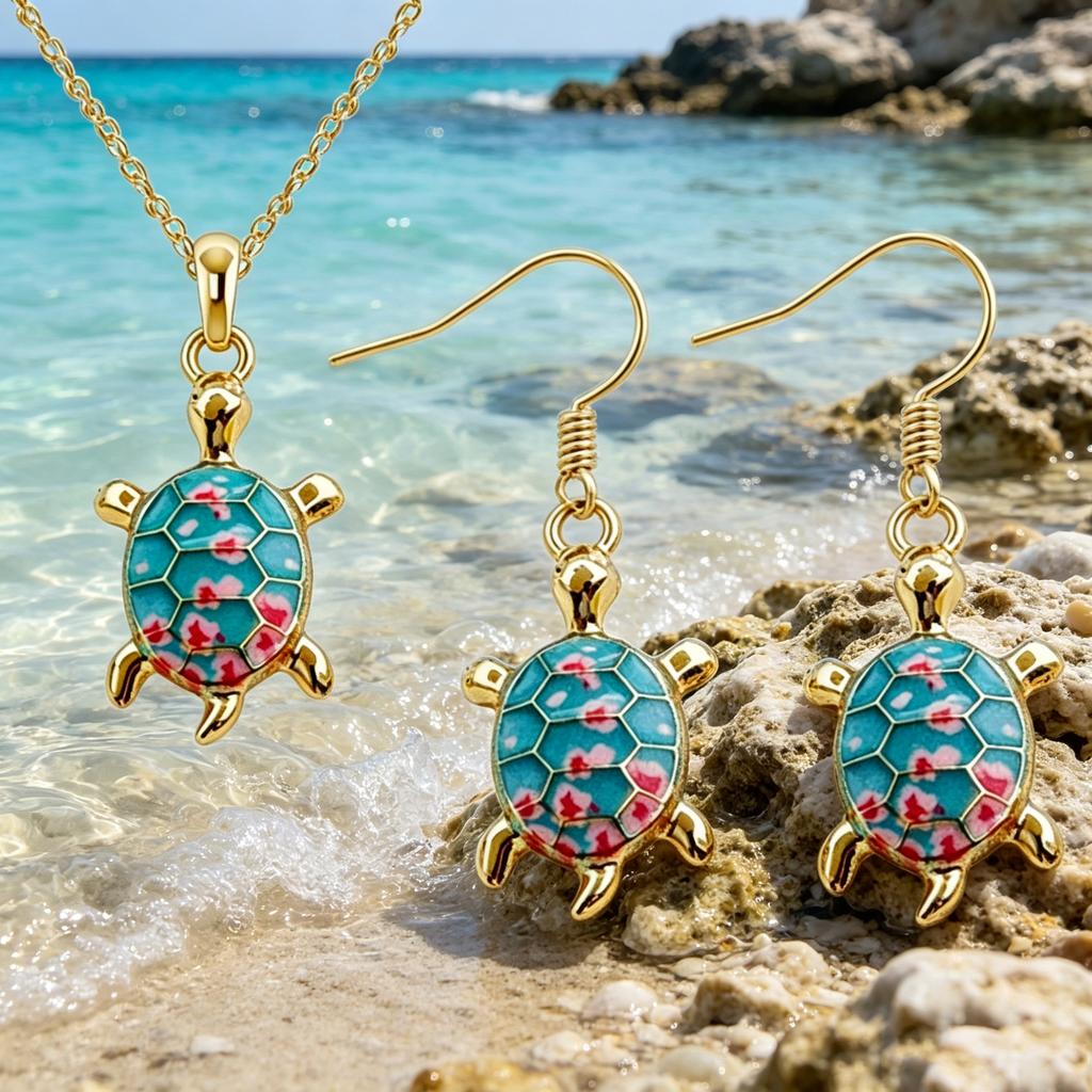 Luxury Female White Blue Pink Rainbow Zircon Stone Turtle Engagement Vintage Gold Color Wedding Fashion Jewelry Set For Women