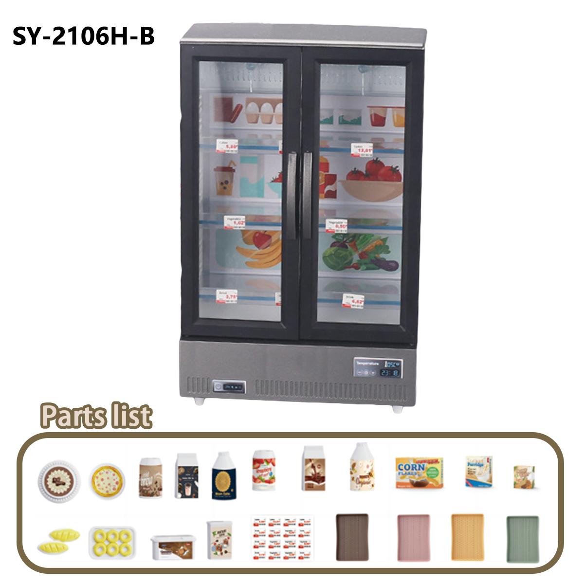 

21 шт., кухонная игрушка, большой двухдверный холодильник, миниатюрная мебель, музыкальный светильник, аксессуары для еды, модель для девочки, подарок на день рождения