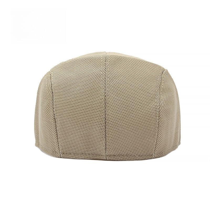 Men Breathable Mesh Flat Cap Summer Sunshade Ivy Cap Lightweight Duckbill Hat Retro Plain Forward Cap for Middle-Aged