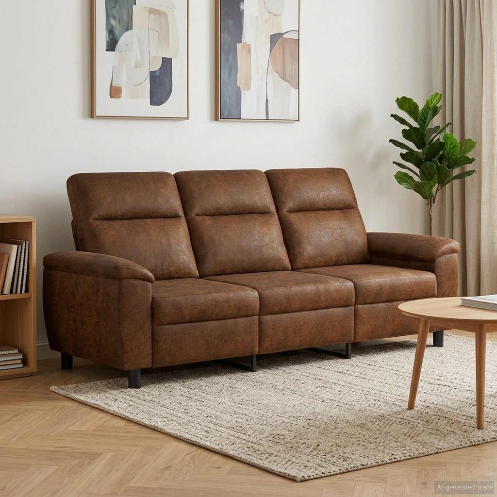 Sofa Brown 214 x 90 x 95 cm Faux Suede