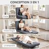 Convertible Armchair, 1-Seater, 3-in-1 Click-Clack Bed, Backrest, Pillow, Dark Grey