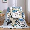 Cute Chiikawa Cartoon Flannel Blanket Warm Soft Halloween Christmas Couch Warm Cozy Decorative Decor Gift for All Season