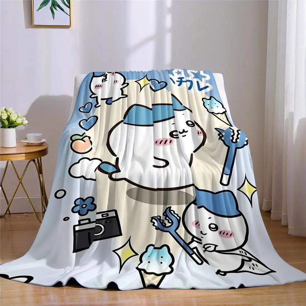 Cute Chiikawa Cartoon Flannel Blanket Warm Soft Halloween Christmas Couch Warm Cozy Decorative Decor Gift for All Season