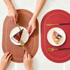 Waterproof Leather Oval Dining Table Placemat - Oil-Proof, Insulated Mat for Home & Hotel