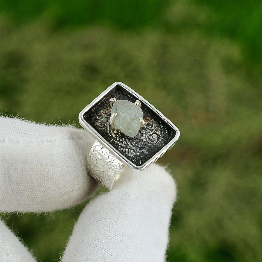 Natural Rainbow Moonstone Gemstone Stackable Adjustable Ring 925 Sterling Silver Adjustable