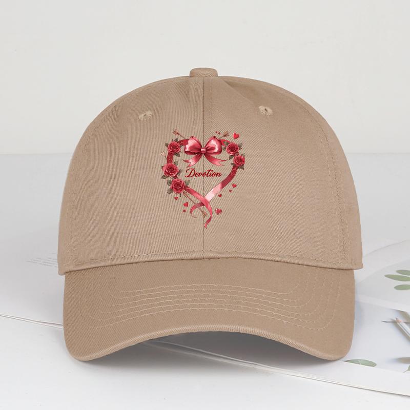 

Red Decorative Heart Print SoftTop Baseball Cap Soft Comfortable Lightweight Breathable RoUnisextic Refined Fashionable Tren