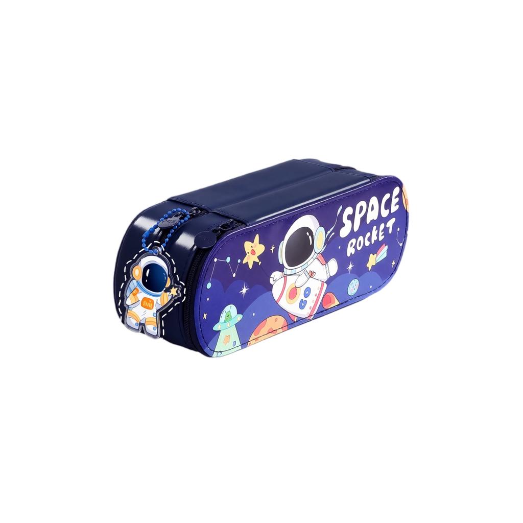 Large Capacity Double-Layer Pencil Case with Cute Design for Kids - Multi-Compartment Stationery for School
