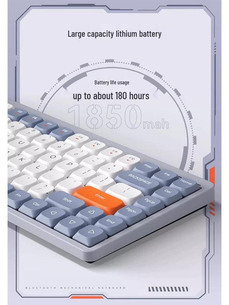 Slim 84-Key Wireless/Wired Tri-Mode Portable Silent Mechanical Keyboard for Office Use