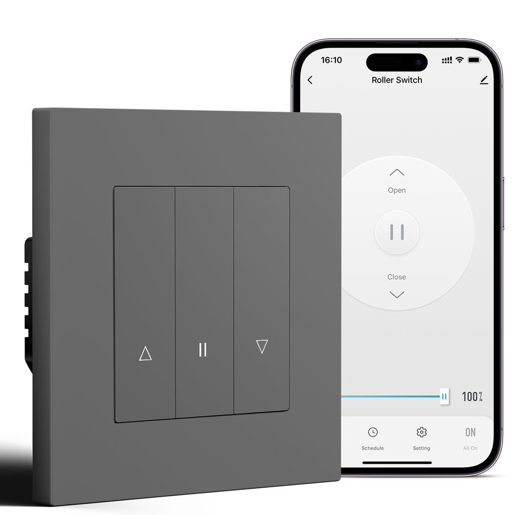 BSEED Zigbee Shutter Switch Series Wall Smart Click Switches Yellow Backlight Plastic Frame Tuya APP Roller Switch