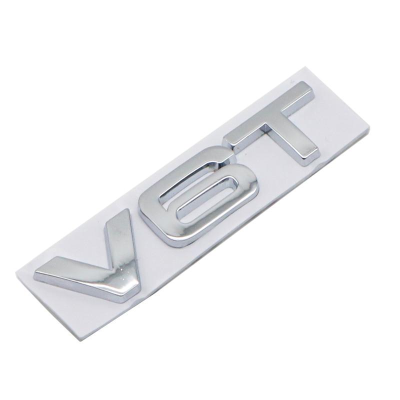 1Pc 3D Metal Car Styling V6T V8T V6 V8 T Fender Side Body Emblem Tail Trunk Fender Badge Sticker For A4 A3 A5 A6 A1 Q3 Q5 Q7