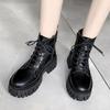 Nuovi Stivaletti Bianchi da Donna in Pelle PU con Suola Spessa e Lacci Stivaletti da Combattimento Femminili Autunno Inverno Scarpe con Plateau da Donna