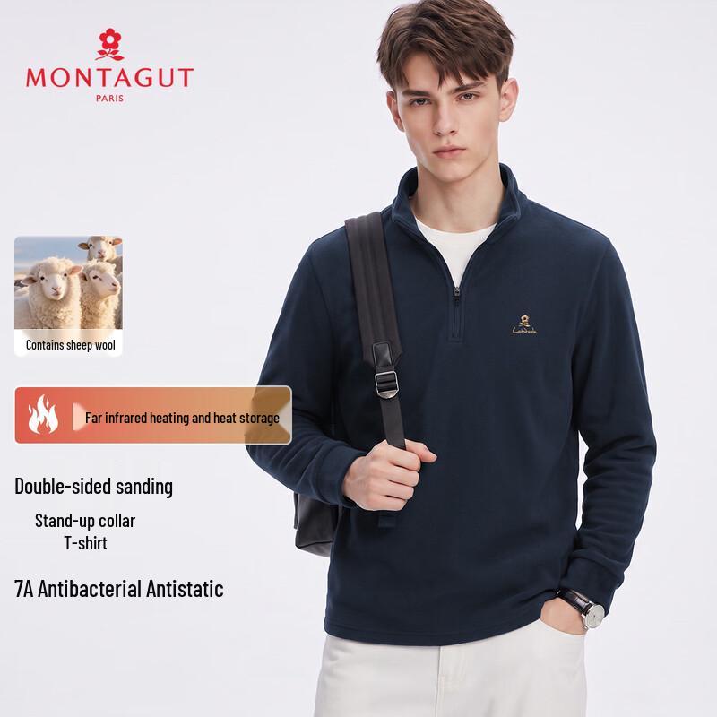Montagut Men's Anti-Static & Antibacterial Long-Sleeve Thermal Mock Neck T-Shirt