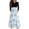 Girls' Tiered Ruffle Dress - Long Sleeve Printed Maxi With Pockets