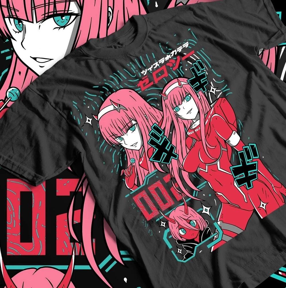 Zero Two Unisex TShirt Anime Tee Kawai Vaporwave Shirt Black S4XL S