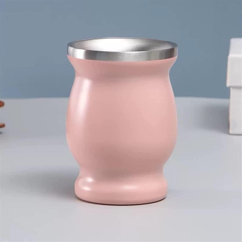 Stainless Steel Yerba Mate Cup 8oz Double Wall Yerba Mate Gourd with Spoon Straw Cleaning Brush for Home Office