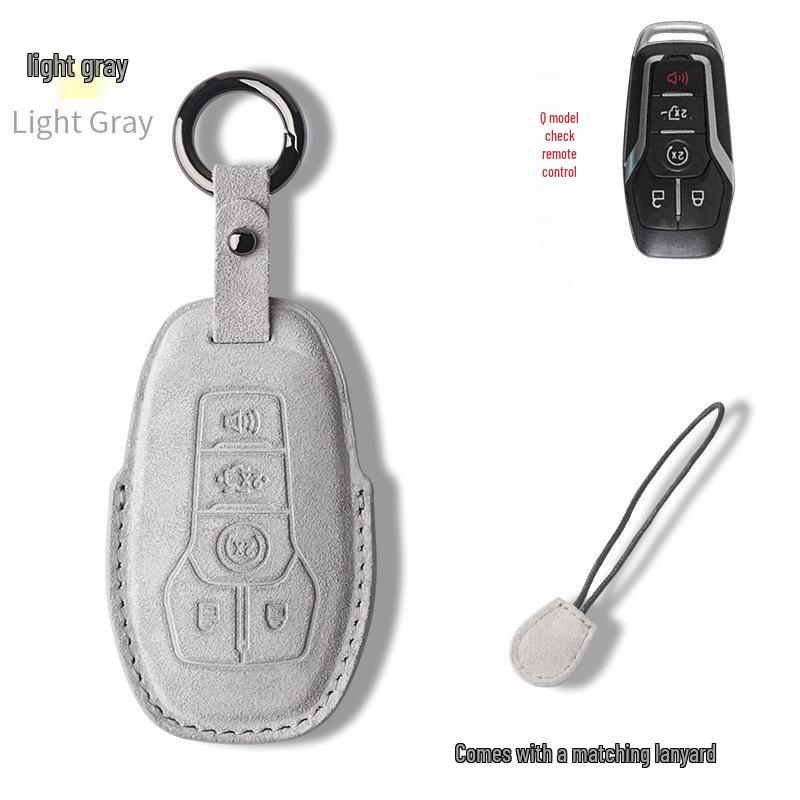 Genuine Leather Key Case for 2017-18 Ford Explorer/Mustang with Suede Buckle