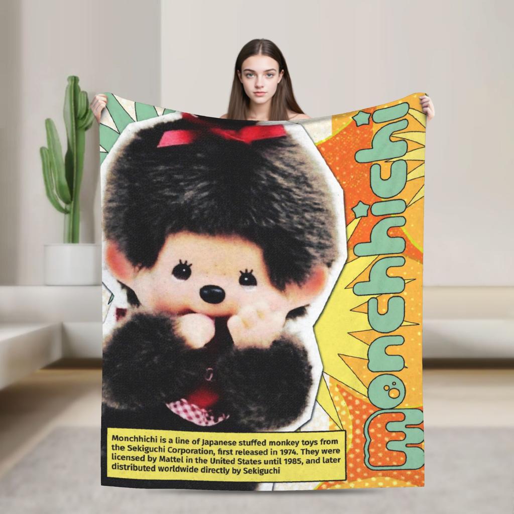 Monchhichis Kun Chan Pärchen Decke Niedliche Cartoon Flanell Tolle Warme Überwurfdecke für Bettwäsche Wohnzimmer Herbst/Winter Outdoor