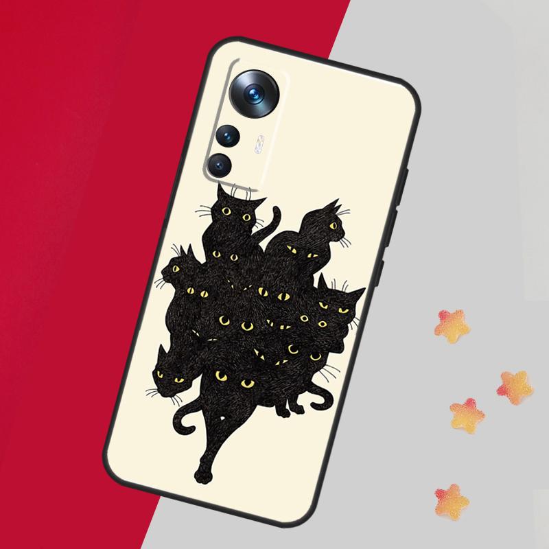 Black Cats Ink Cute Pet Witch Art Case For Xiaomi 15 14 13 Ultra 11T 12T 13T 14T Pro Cover For POCO X7 X6 X3 X5 F5 F6 F7 Pro