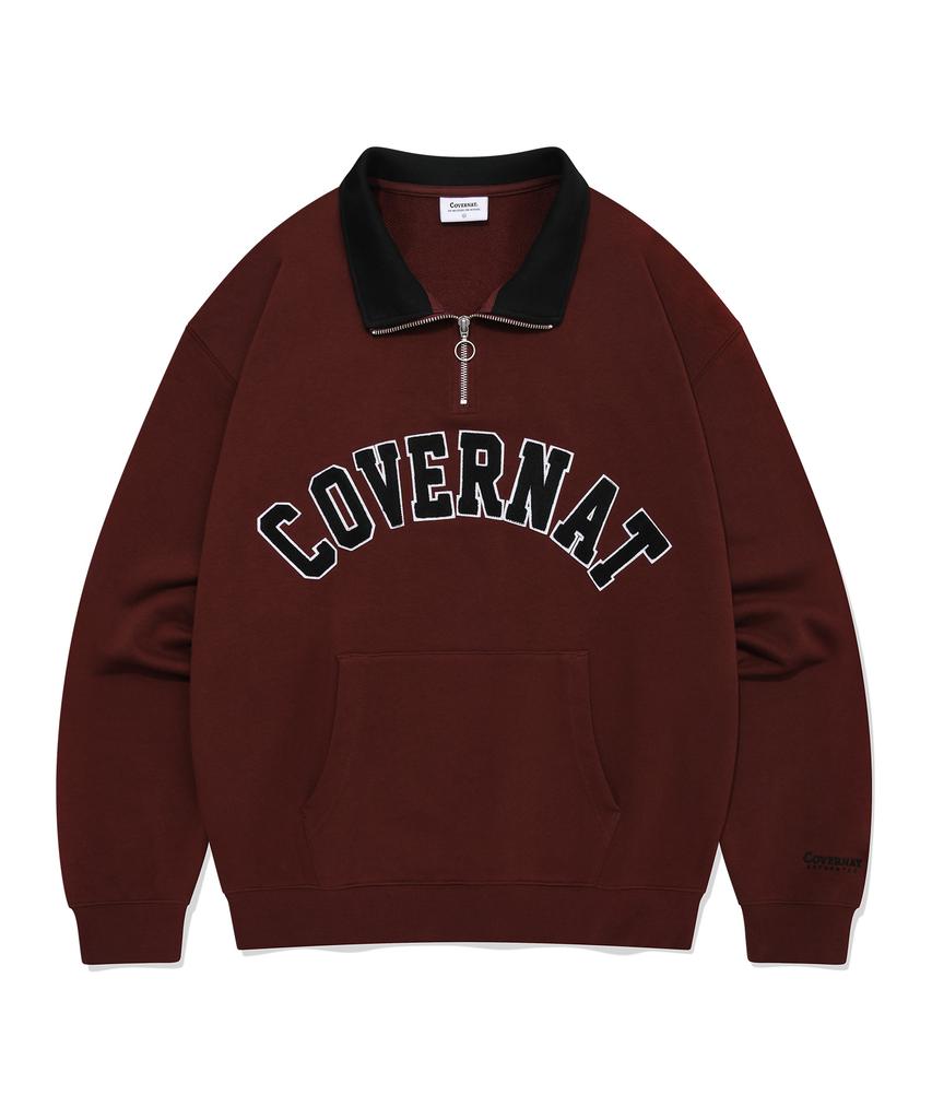 COVERNAT Arch Logo Half Zip Sweatshirt Deep Red