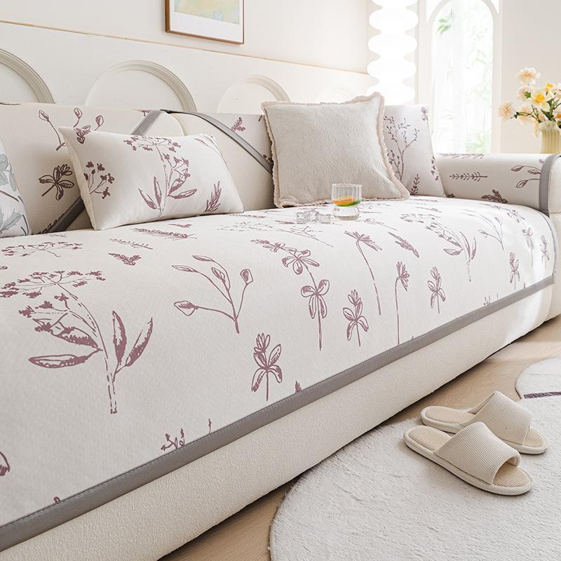 Idyllic Ice Silk Sofa Cushion Summer New Fixed Non-Slip Cool Sofa Mat Summer Seat Cushion Cover