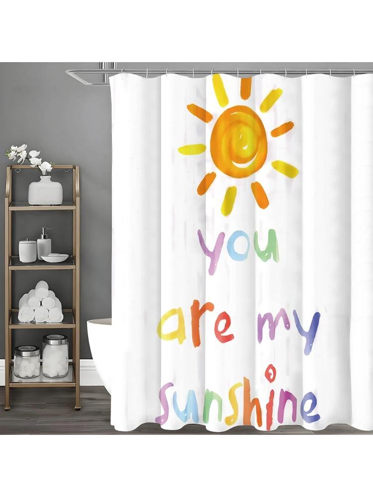 

Sun Inspirational Quotes Shower Curtain, Bathroom Decorative Shower Curtain, Waterproof Shower Curtain With Hooks W60H190(CM)-1 Pcs