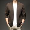 Cardigan lavorato a maglia da uomo con scollo a V e tasche, anti-pilling, maglione casual da giovane e mezza età