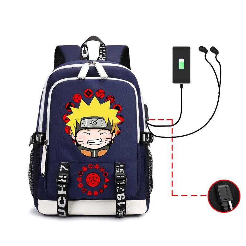 Anime Rucksack Mode Street Trend Herren Große Kapazität USB Kopfhörer Computertasche