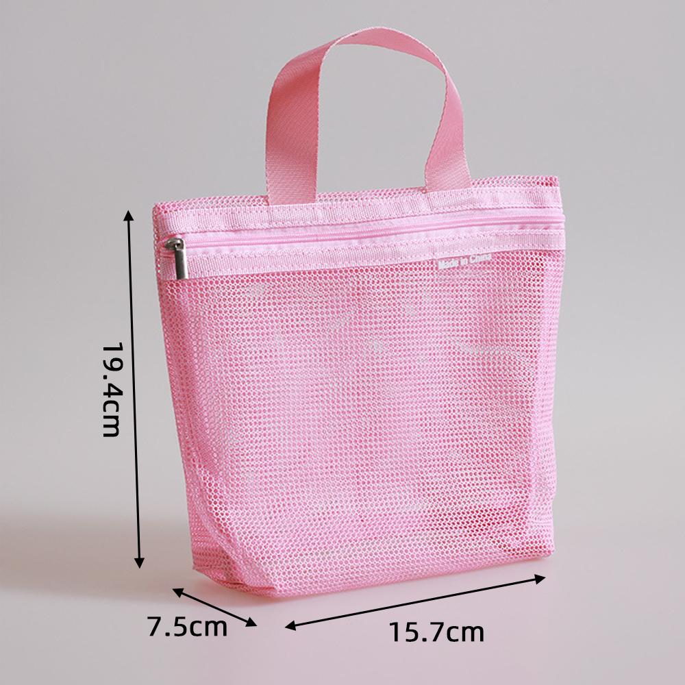 

Portable Toiletry Storage Bags Mesh Travel Makeup Handbags Washing Body Shower Tools Organizer Hanging Cosmetic Organizer Pouch рожевий