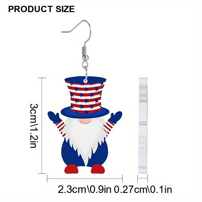 2D Flache Unabhängigkeitstag Zwerge Acryl Ohrringe Mode Tropfen Hängeohrringe Elegante Ohrringe Party-Ohrringe Weihnachtsgeschenk für Freunde Gastgeschenk
