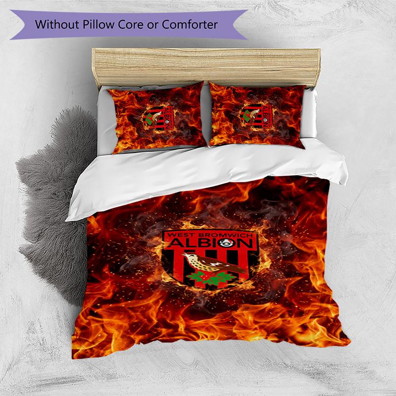 Set Biancheria da Letto Stampato West Bromwich Albion Football 3 Pezzi, Set Copripiumino Confortevole e Delicato sulla Pelle per Camera da Letto