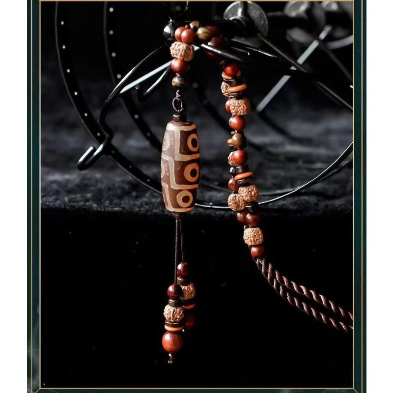 GemChic Women's New Vintage Ethnic Wooden Beads Pendant Necklace Classical Long Chain Fashion Birthday Christmas Jewelry Gift
