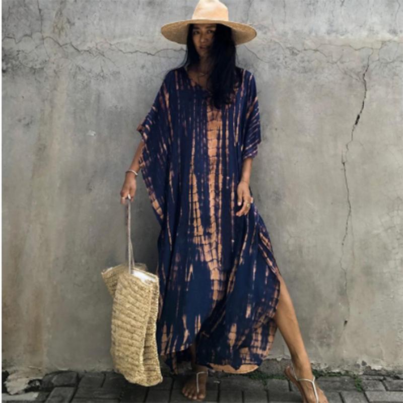 Šaty Bohemian Beach Kaftan pro ženy Barva na kravatu Letní Maxi Župan Letní Plavky Přikrývky Sváteční plavky
