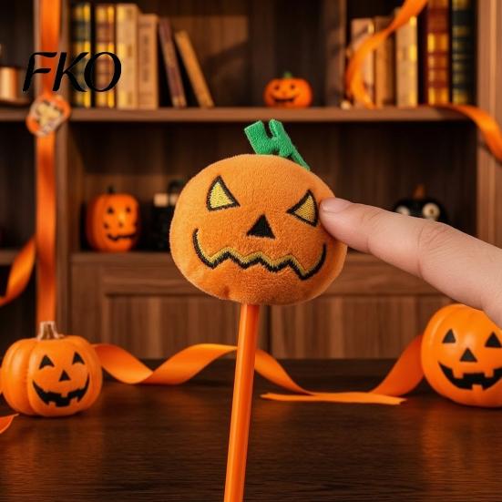 Smooth Writing Pen Halloween Pumpkin Gel Ink Pen, 0.7mm Rollerball with Plush Pumpkin, Novelty Black for Party Favors, Gift Supplies Marker