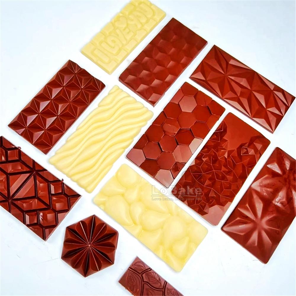 Big Plate Recctangle Water Ripple Geometry Shape Polycarbonate Chocolate Mold Food Sugarcraft Molds Candy Making DIY Kitchen