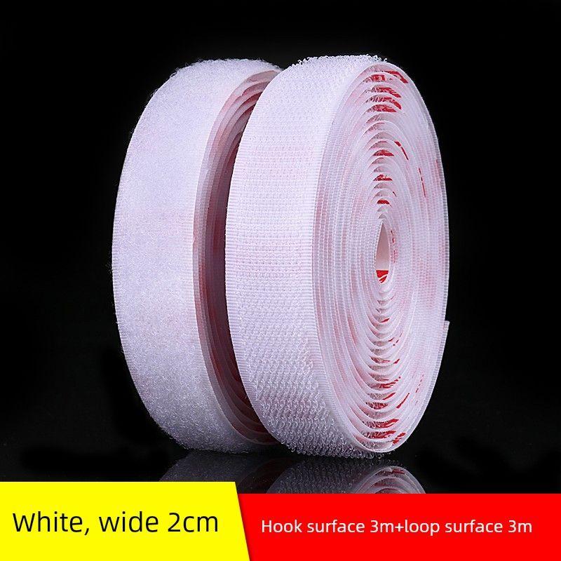 Mileqi Strong Adhesive Hook and Loop Tape for Car Mats, Wall Mounting, Adhesive Door Curtains, Mosquito Nets, Self-Adhesive Tape, and Velcro Fasteners (White) 2cm Width * 3m Length (Hook + Hair)