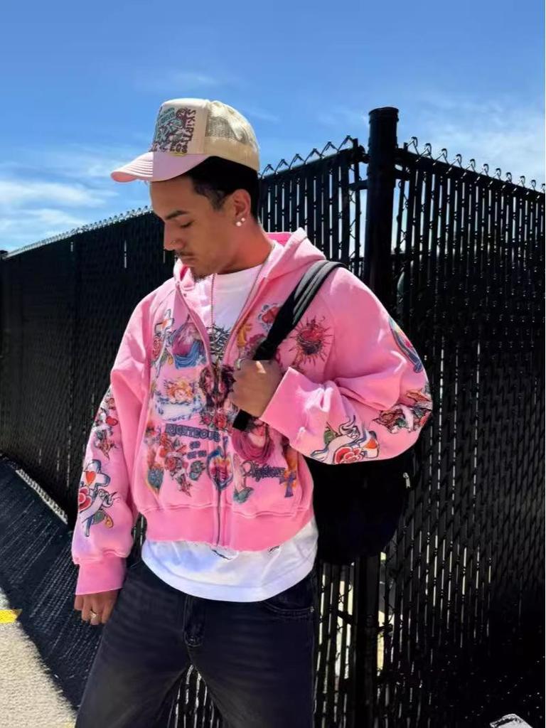 American Gothic Rock Letter Print Hoodie - Harajuku Loose Fit Sweatshirt for Couples