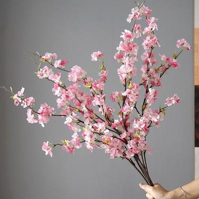 קישוט פרחוני ריאליסטי מלאכותי פריחת דובדבן DIY פריחת דובדבן מזויפת פרח משי חתונה