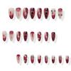 24PCS Gothic Halloween Style Press On Nails Red White False Nails with Black Web Pattern Silver Spike Design Manicure for Women