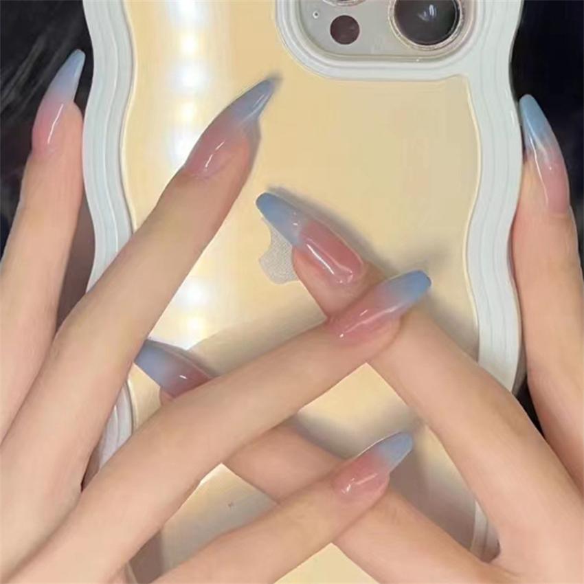 24Pcs Dark Butterfly Black Press On Nails Full Cover Fake Nail Tips Cute Girl False Nail Art Set