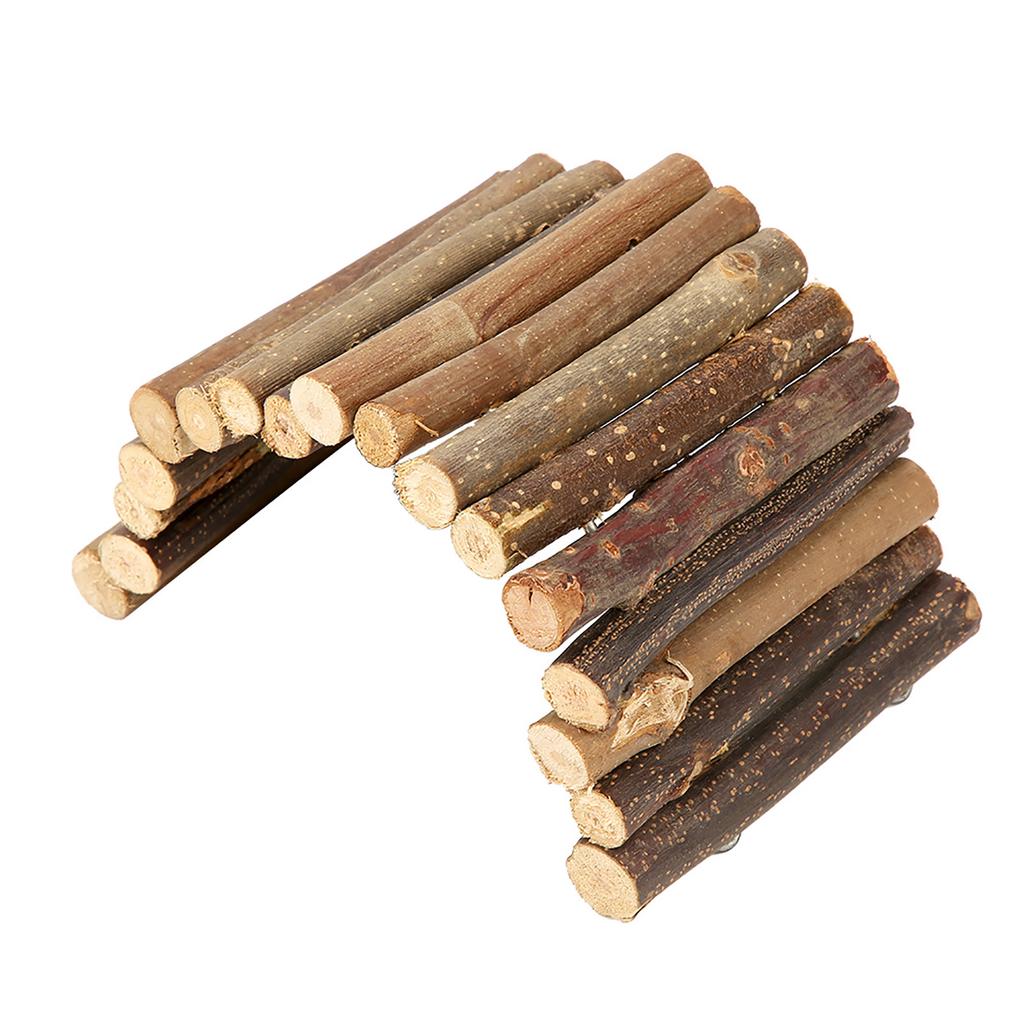 Hamster Wooden Bridge Toy Bendable Bridge Ladder Hideout for Reptile Mice Rodents Small Animal Chew Toy