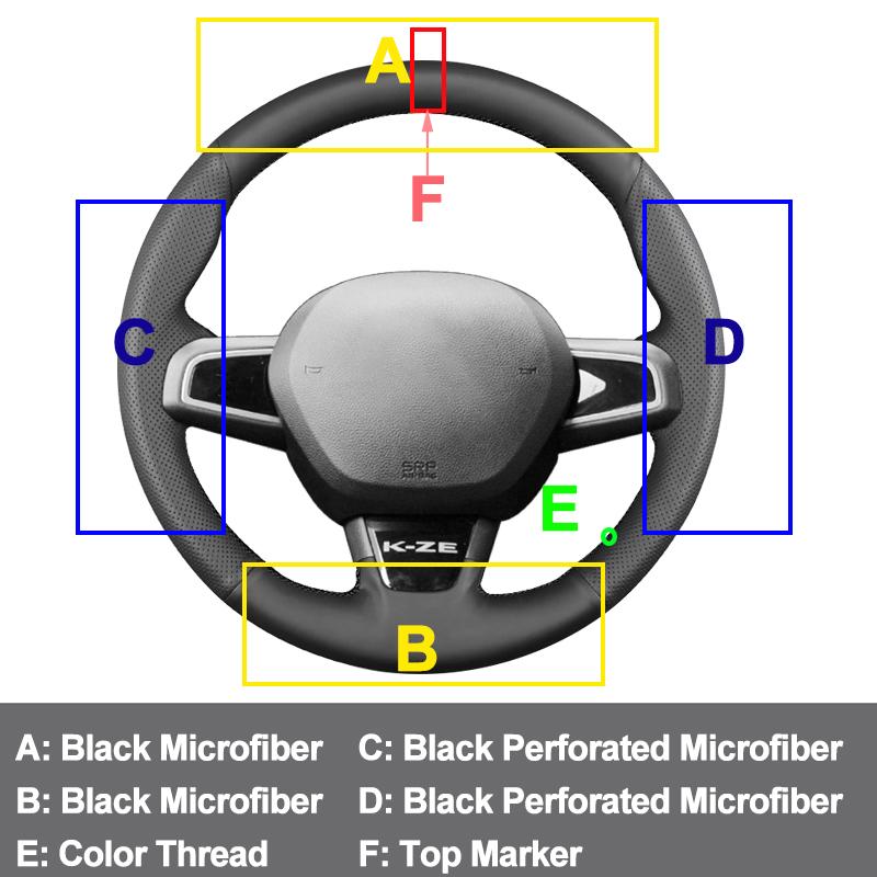 Hand Sewing Car Steering Wheel Cover Customized Non-Slip Microfiber Braid For Renault City K-ZE 2019-2026 2026 DIY Accessories