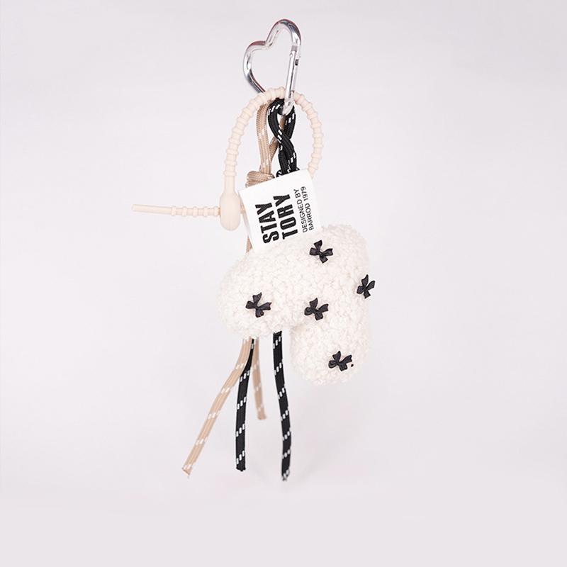 Fashion Love Heart Shaped Plush Keychain Handmade Lamb Wool Braided Rope Chain Retro Pendant Jewelry Accessory